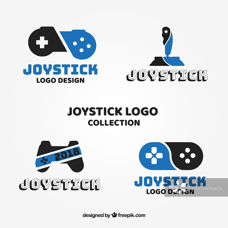 扁平化设计的游戏杆logo合集图片素材