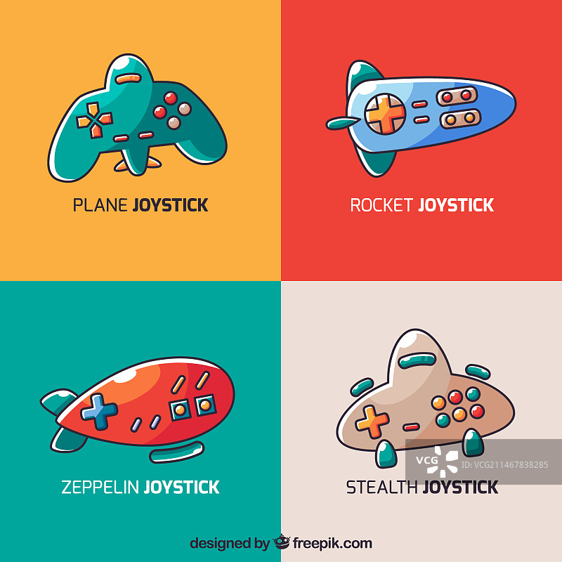 扁平化设计的游戏杆logo合集图片素材