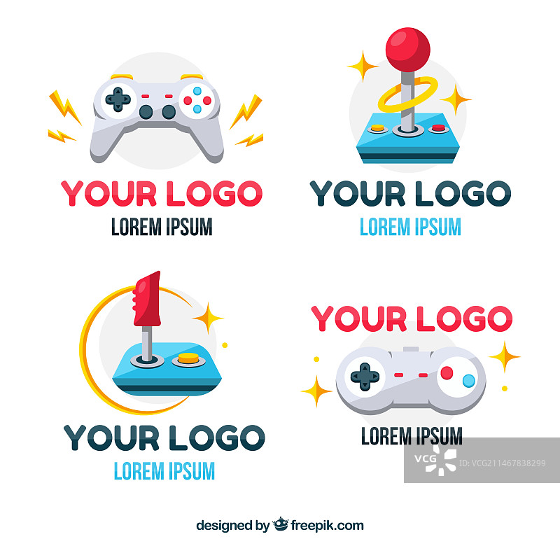 扁平化设计的游戏杆logo合集图片素材