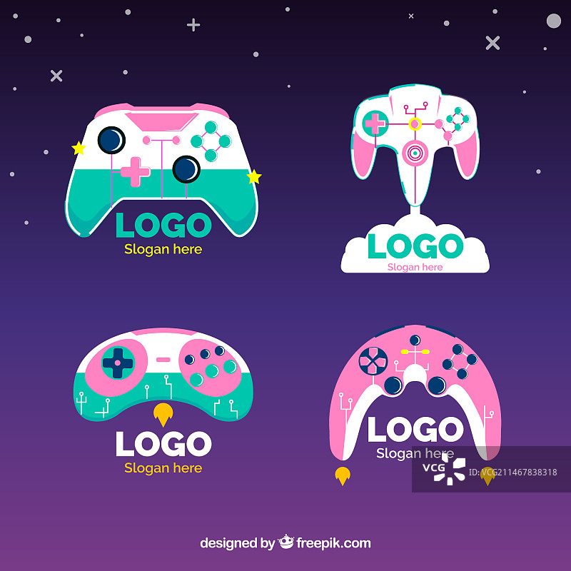 扁平化设计的游戏杆logo合集图片素材