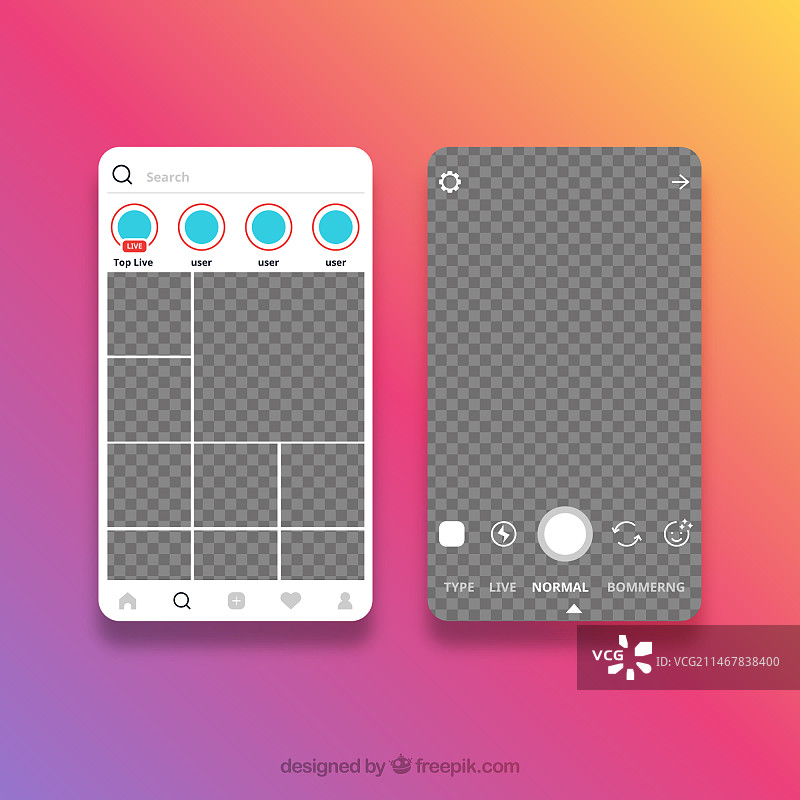 带透明背景的Instagram帖子图片素材