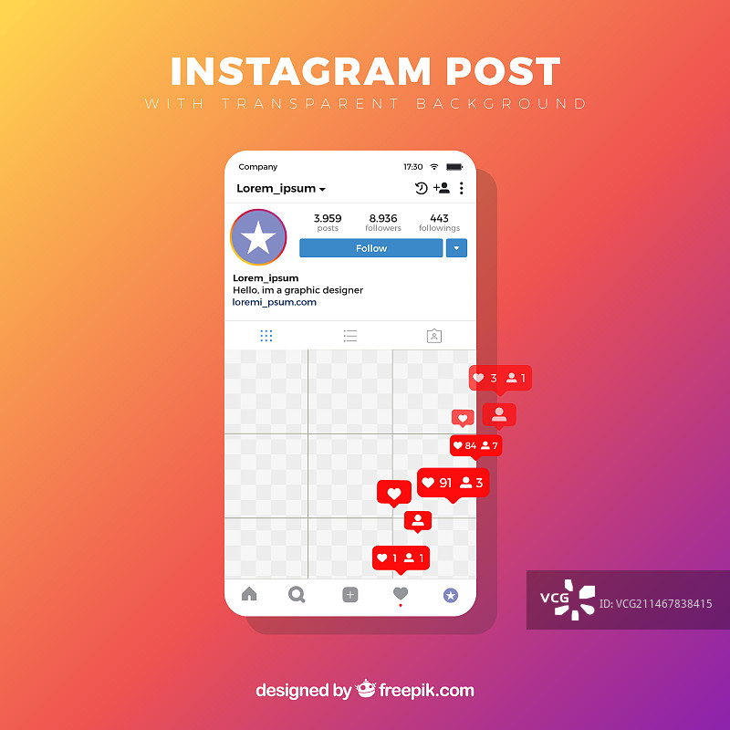 带透明背景的Instagram帖子图片素材