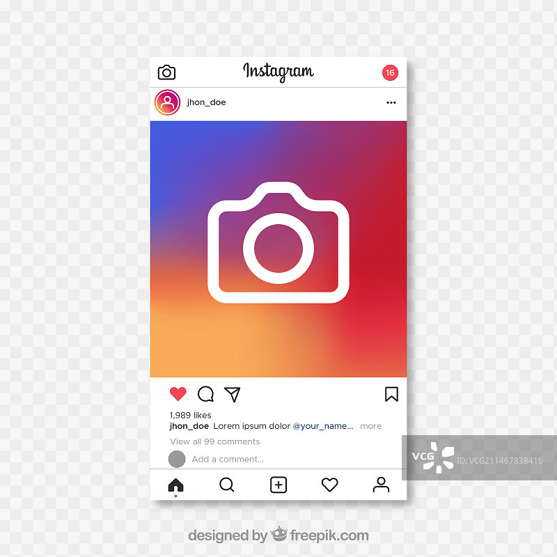 带透明背景的Instagram帖子图片素材