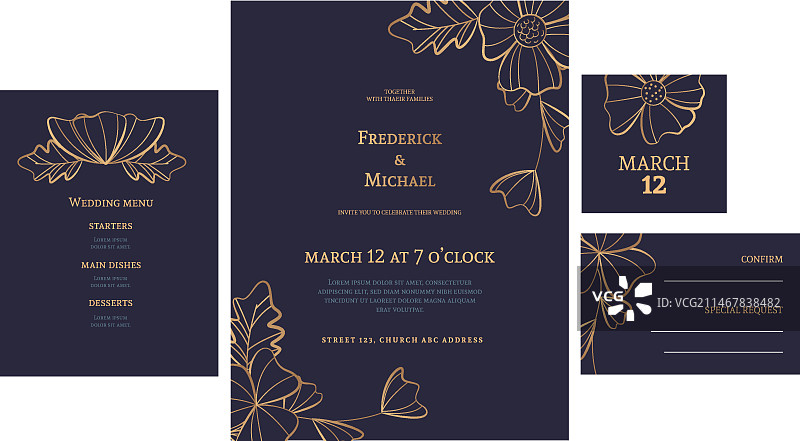 花卉婚礼请柬图片素材