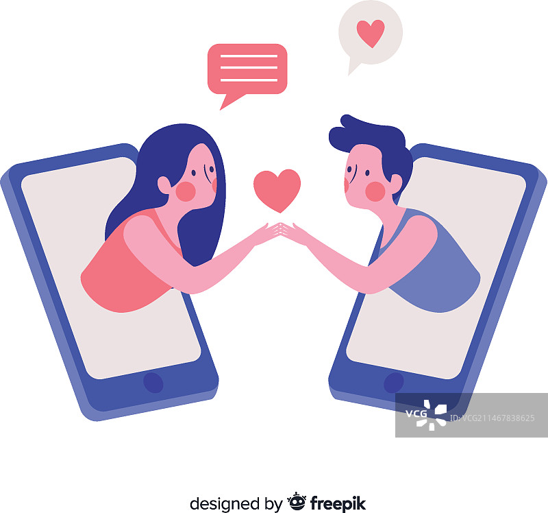 扁平设计风格的约会App概念图片素材