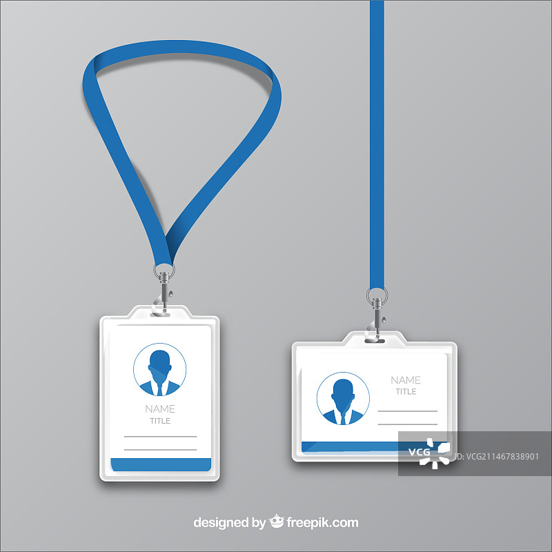 带扣和挂绳的逼真ID卡图片素材