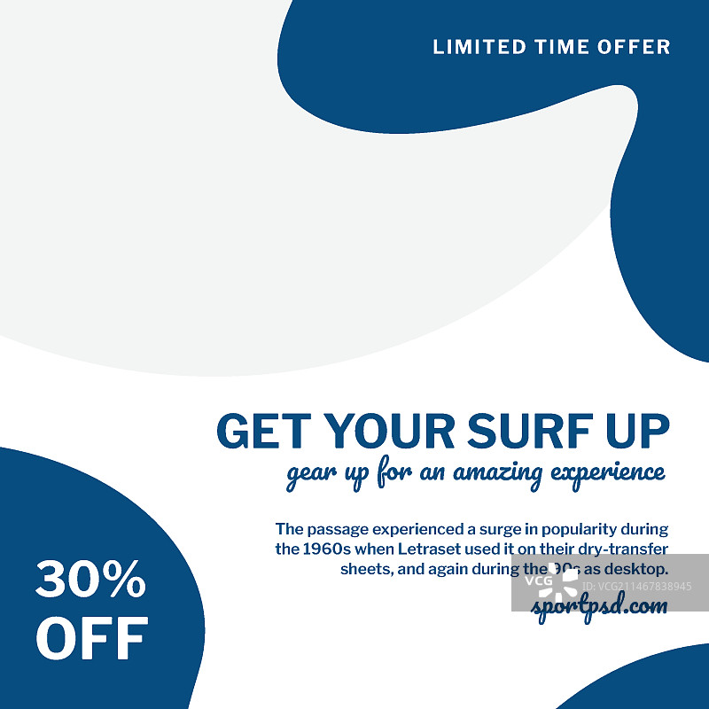 冲浪方形宣传单模板图片素材