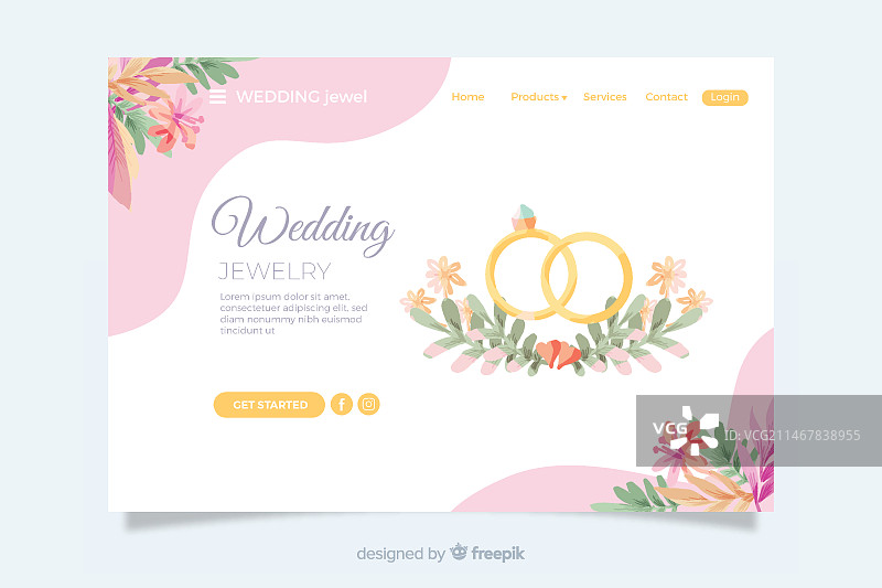 金色戒指婚礼登录页图片素材