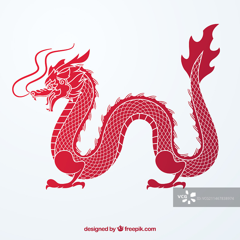 具有剪影设计的传统中国龙图片素材