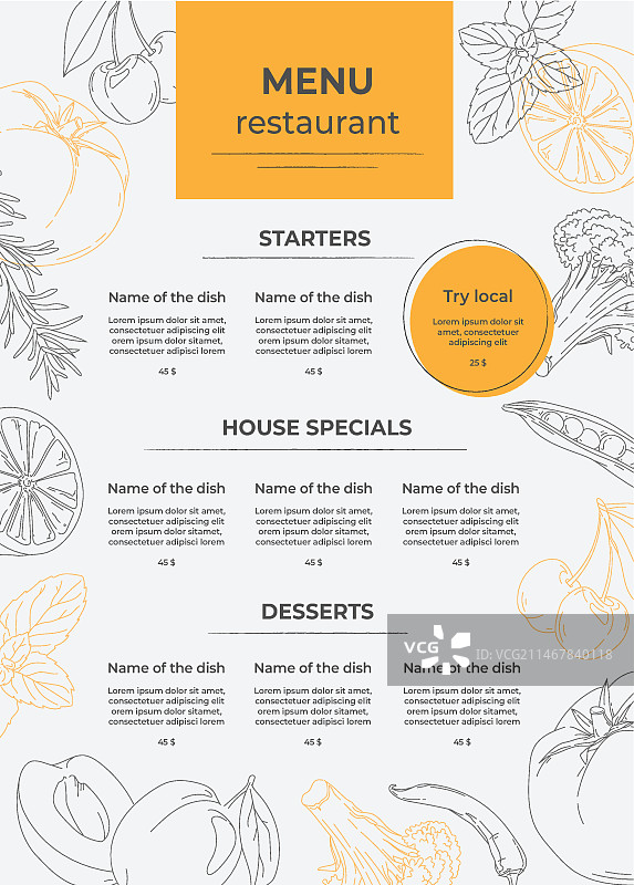 简约风格餐厅菜单插画图片素材