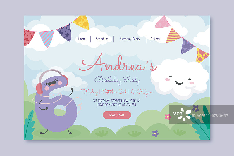 儿童生日着陆页模板图片素材