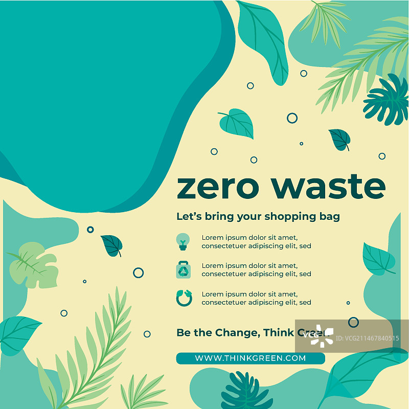 零浪费宣传单方形设计模板图片素材