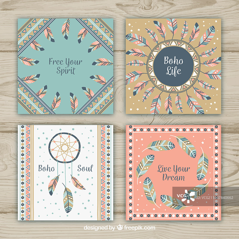 Boho风羽毛卡片图片素材