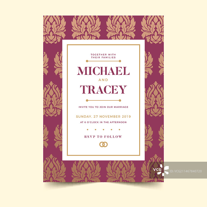 婚礼刺绣邀请函模板图片素材