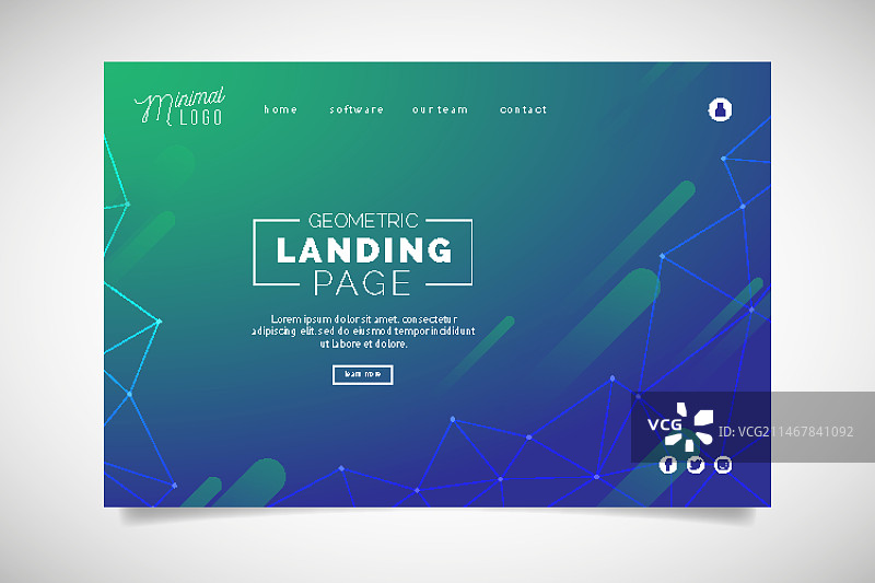 带有渐变的极简几何着陆页图片素材