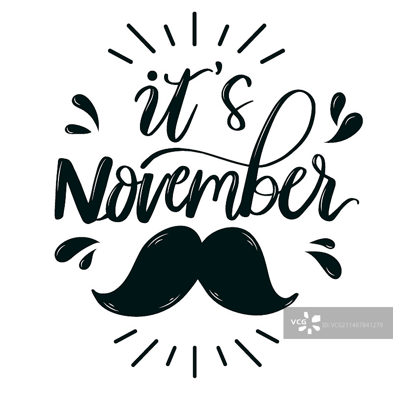 带有胡须的“Movember”主题字体设计图片素材