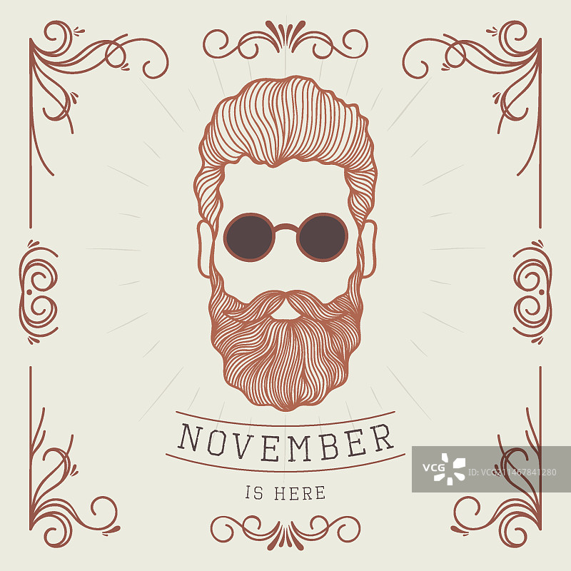 复古风格的胡须月图片素材