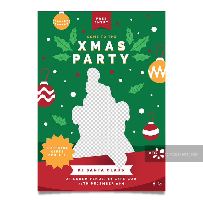 可爱小狗圣诞派对宣传单图片素材