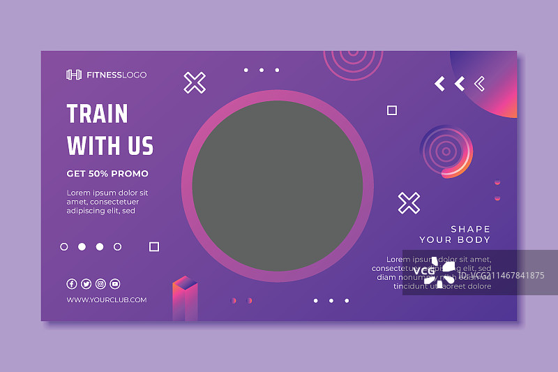 健身训练渐变横幅模板图片素材