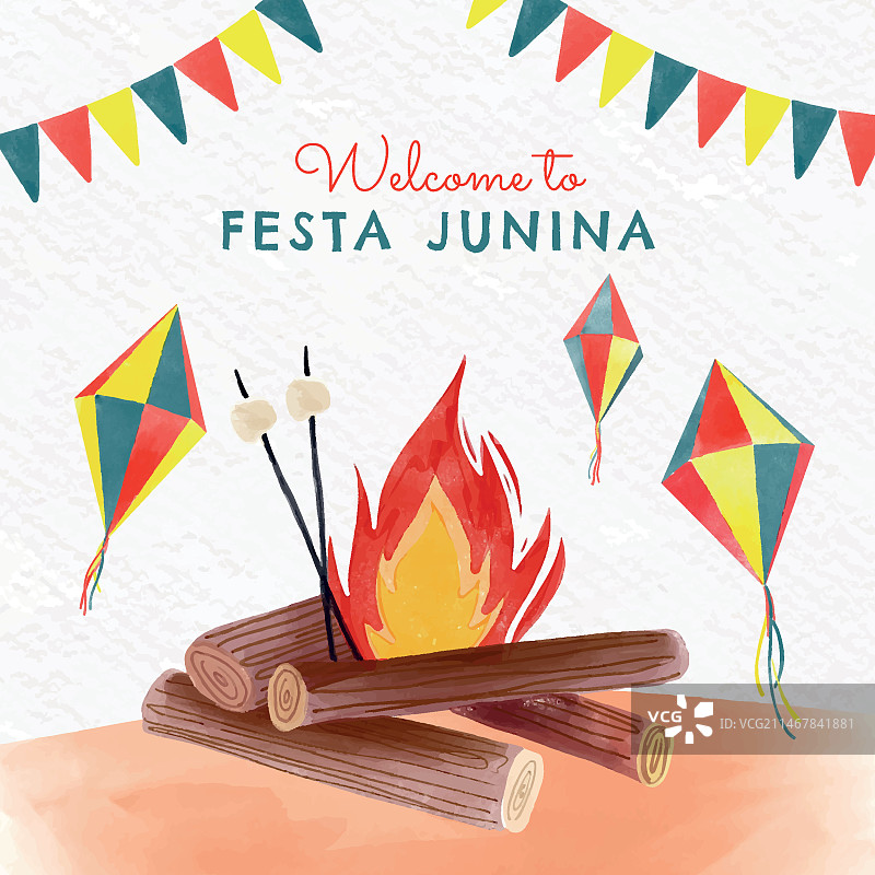 手绘水彩巴西六月节插画图片素材