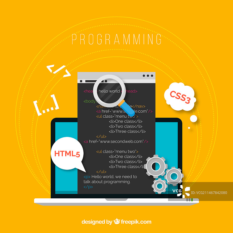 扁平风格的程序员概念设计图片素材