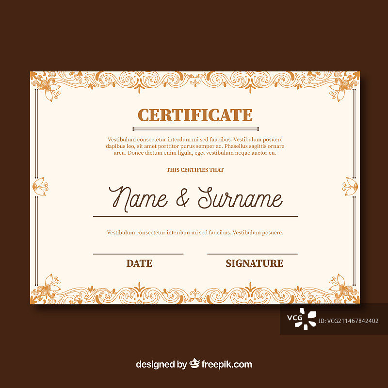 复古风格的证书模板图片素材