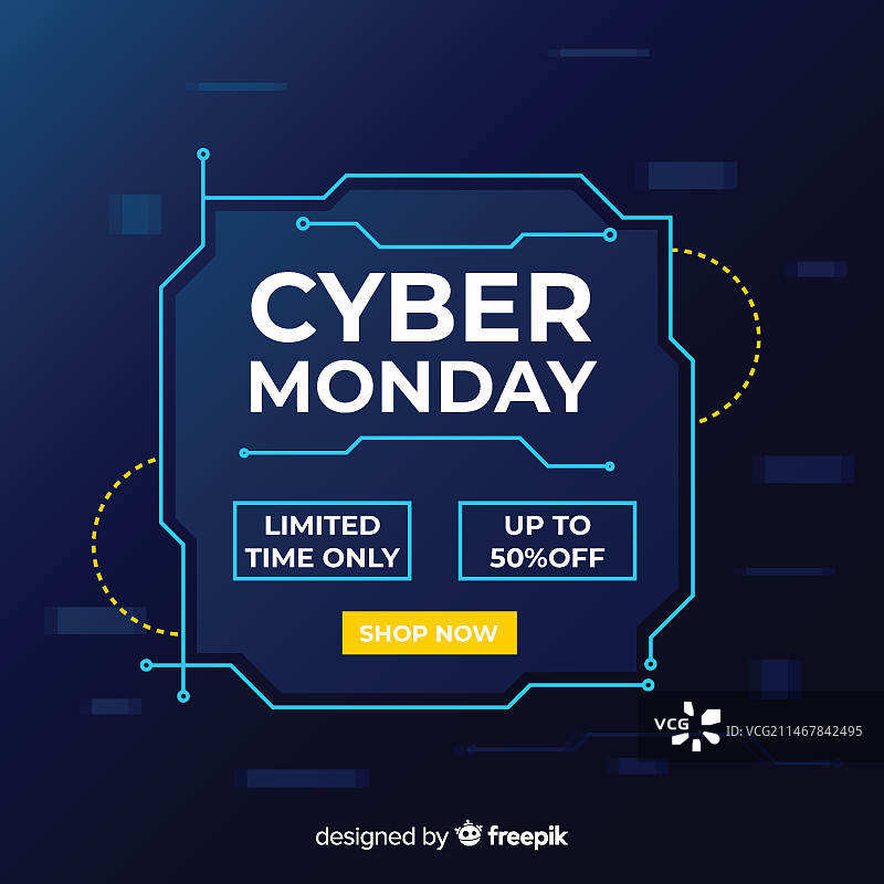 扁平化设计的网络星期一图片素材