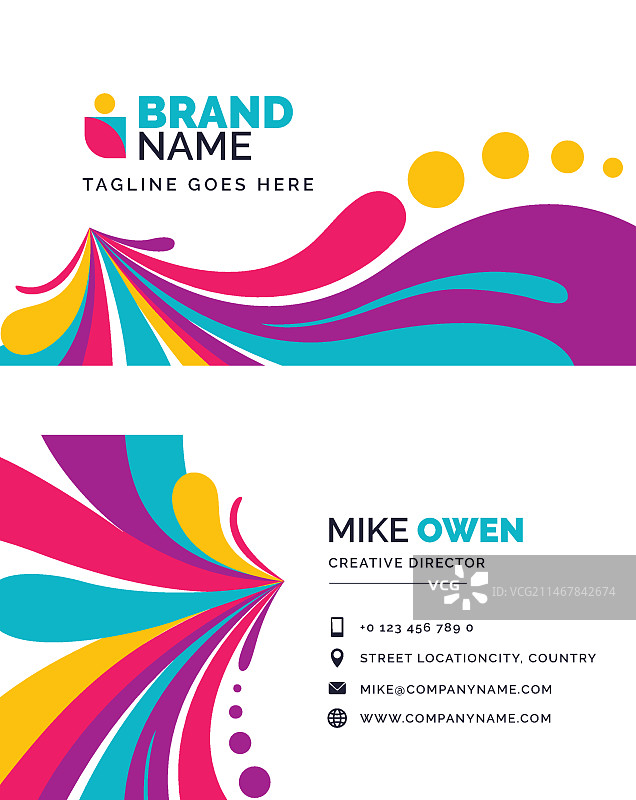 彩色抽象商务名片模板图片素材