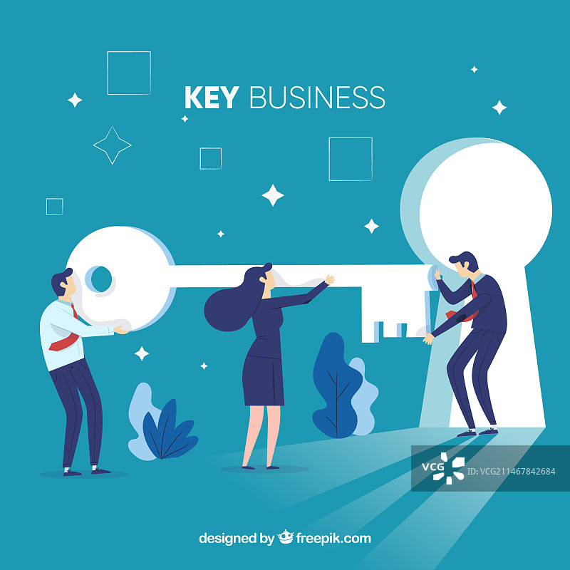 扁平化设计的钥匙商业概念图片素材