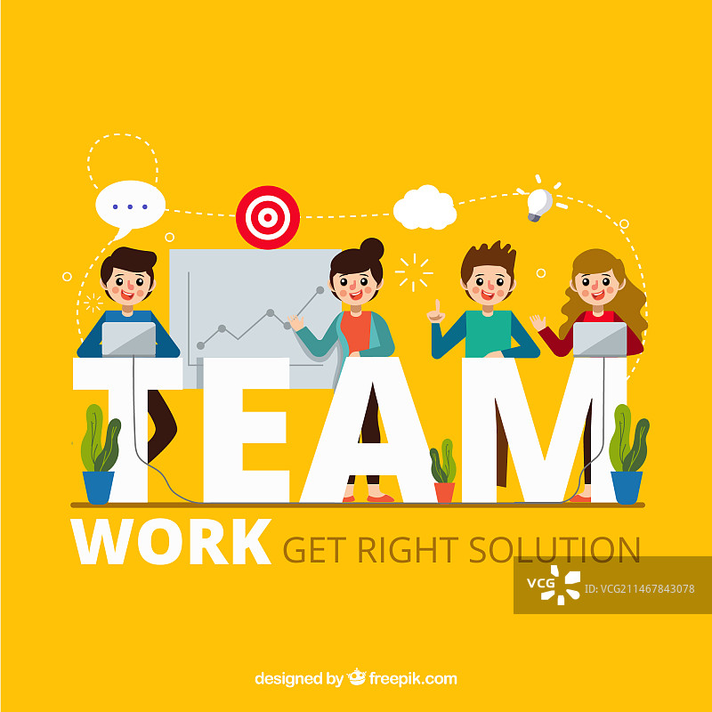 扁平设计风格的团队合作概念图片素材