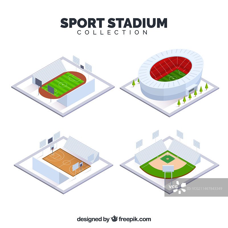 等距风格的体育场馆合集（2.5D风格）图片素材