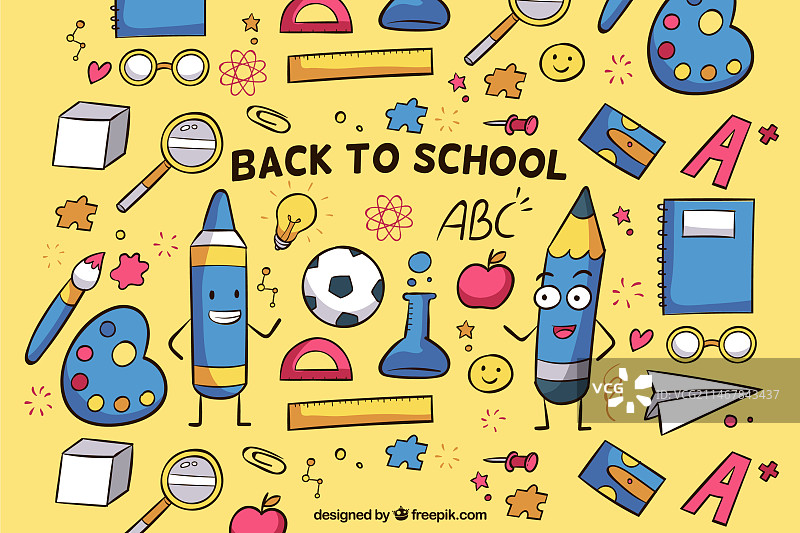 手绘风格返校背景图片素材