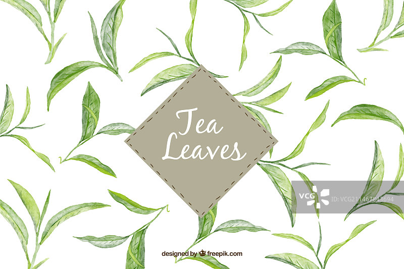 水彩风格茶叶背景图片素材