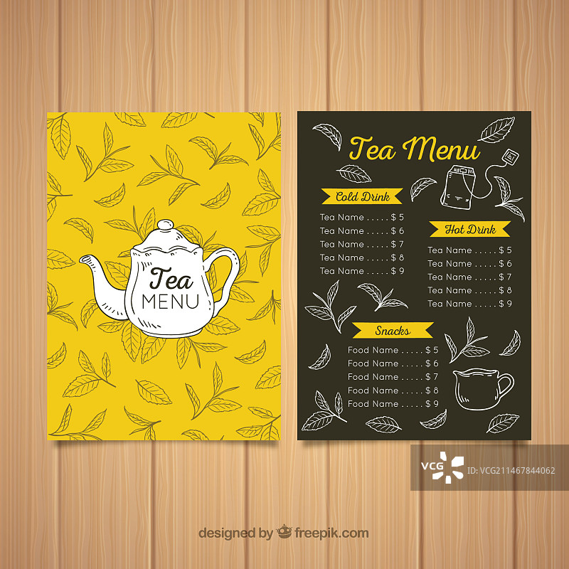 手绘茶饮菜单模板图片素材