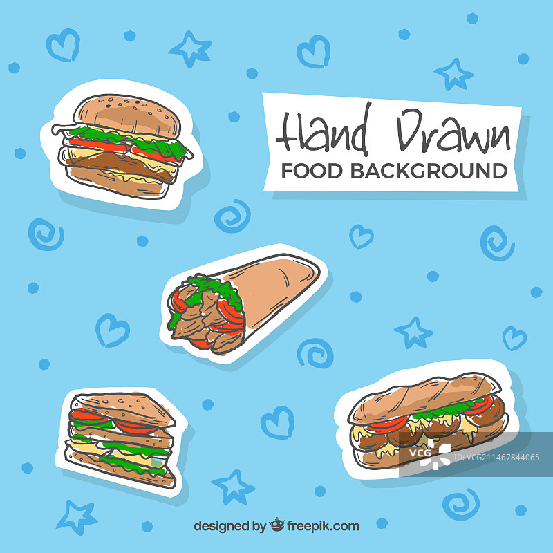 手绘快餐背景图片素材