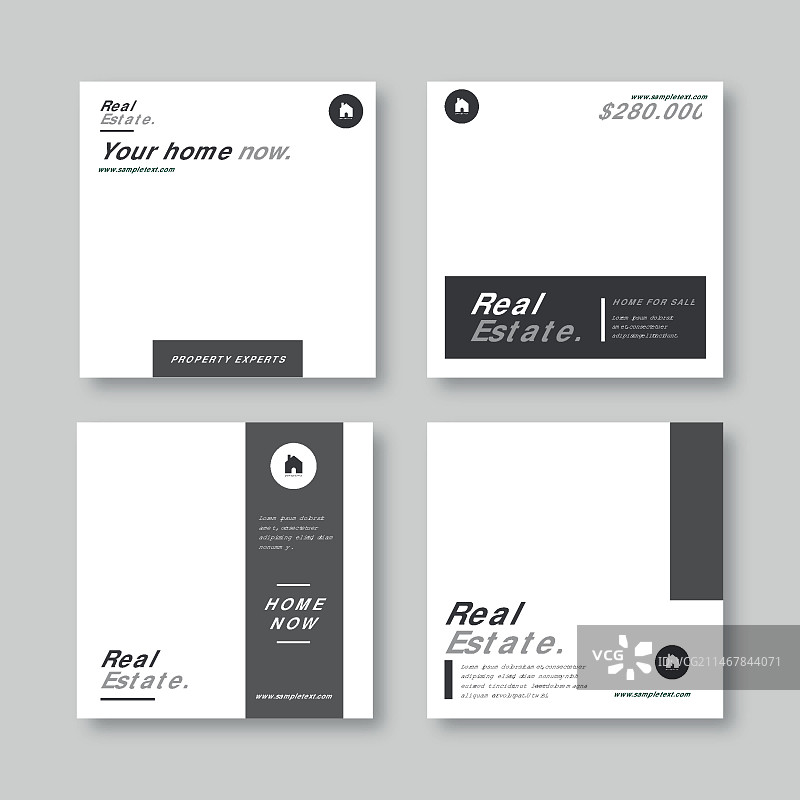 扁平化房地产Instagram帖子合集图片素材