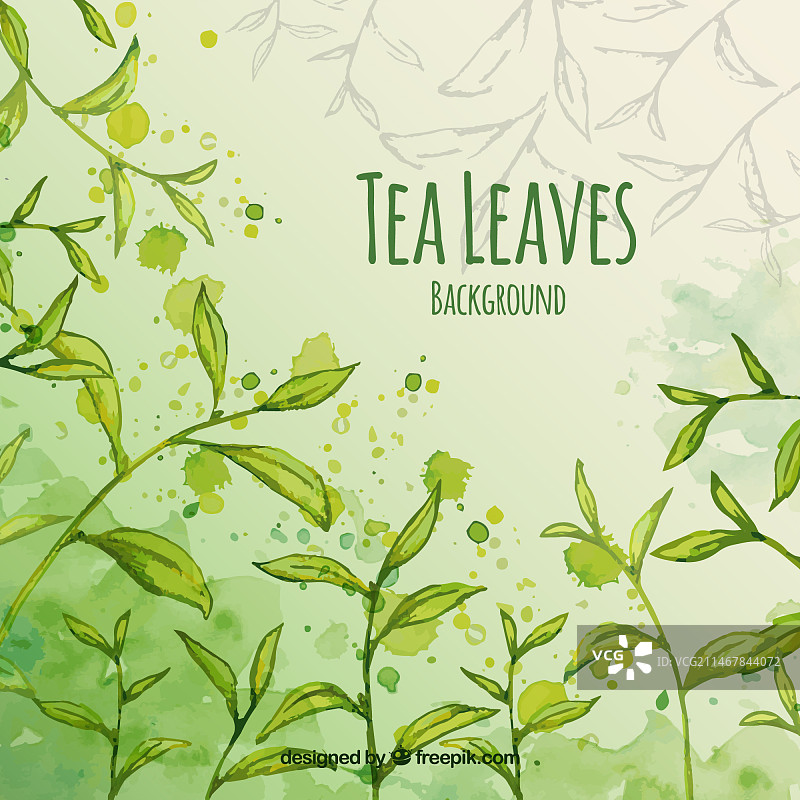水彩茶叶背景图片素材