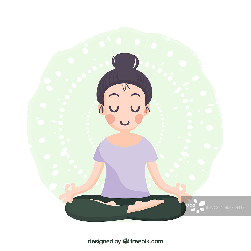 扁平风格的冥想女人图片素材