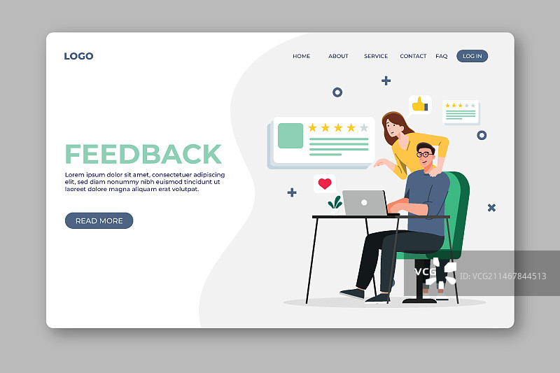 有机扁平风格反馈着陆页模板图片素材