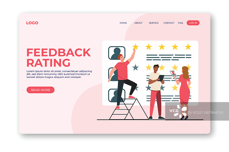 有机扁平风格反馈着陆页模板图片素材