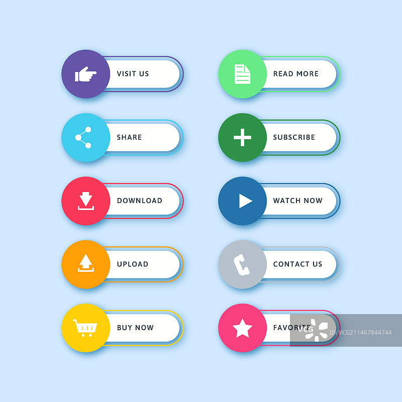 扁平霓虹灯风格行动呼吁按钮包图片素材