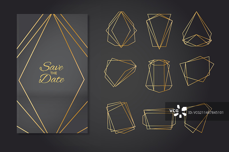 极简主义金色多边形婚礼装饰图片素材