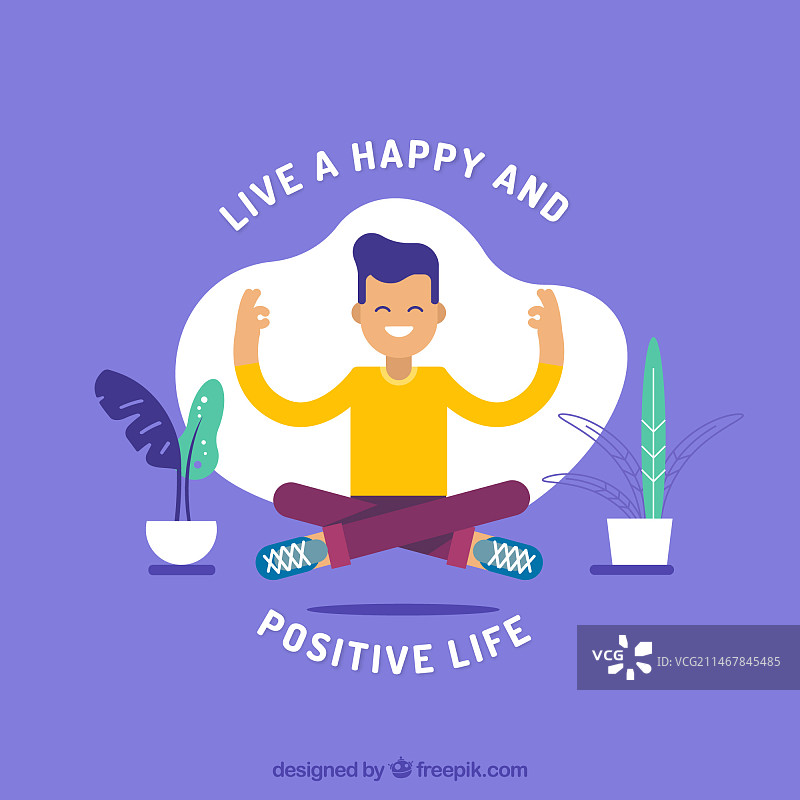 扁平化设计的冥想概念图片素材