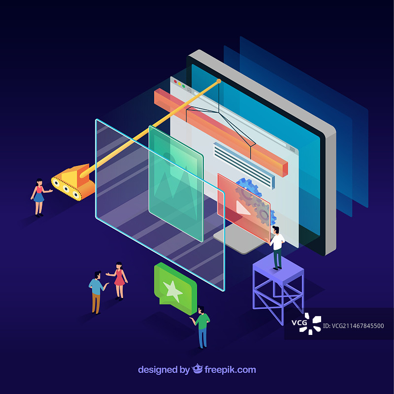 具有2.5D视图的现代网页设计概念图片素材