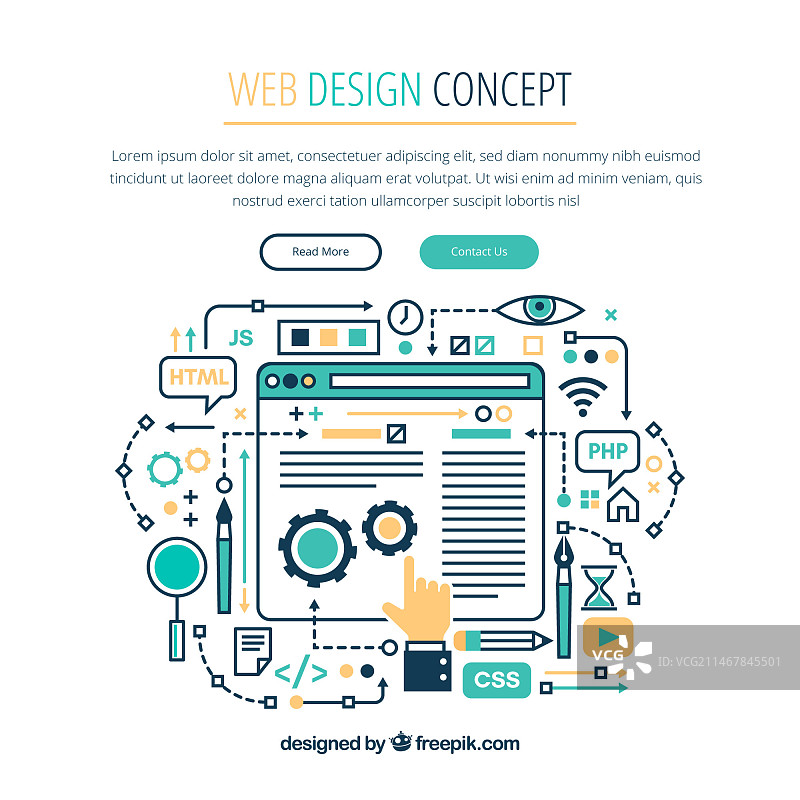 手绘风格现代网页设计理念图片素材