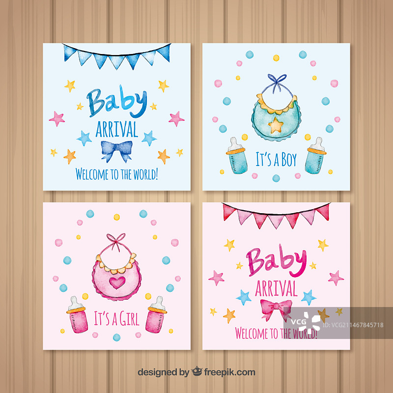 水彩风婴儿卡片合集图片素材