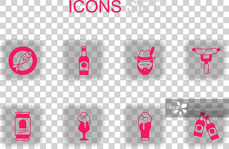 一套啤酒杯啤酒瓶鱼干香肠图片素材