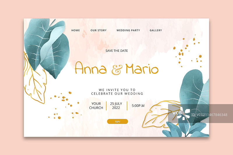 婚礼花卉着陆页模板图片素材