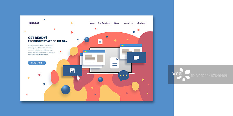 带笔记本电脑的着陆页图片素材