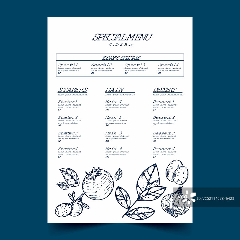 手绘乡村餐厅菜单雕刻模板图片素材